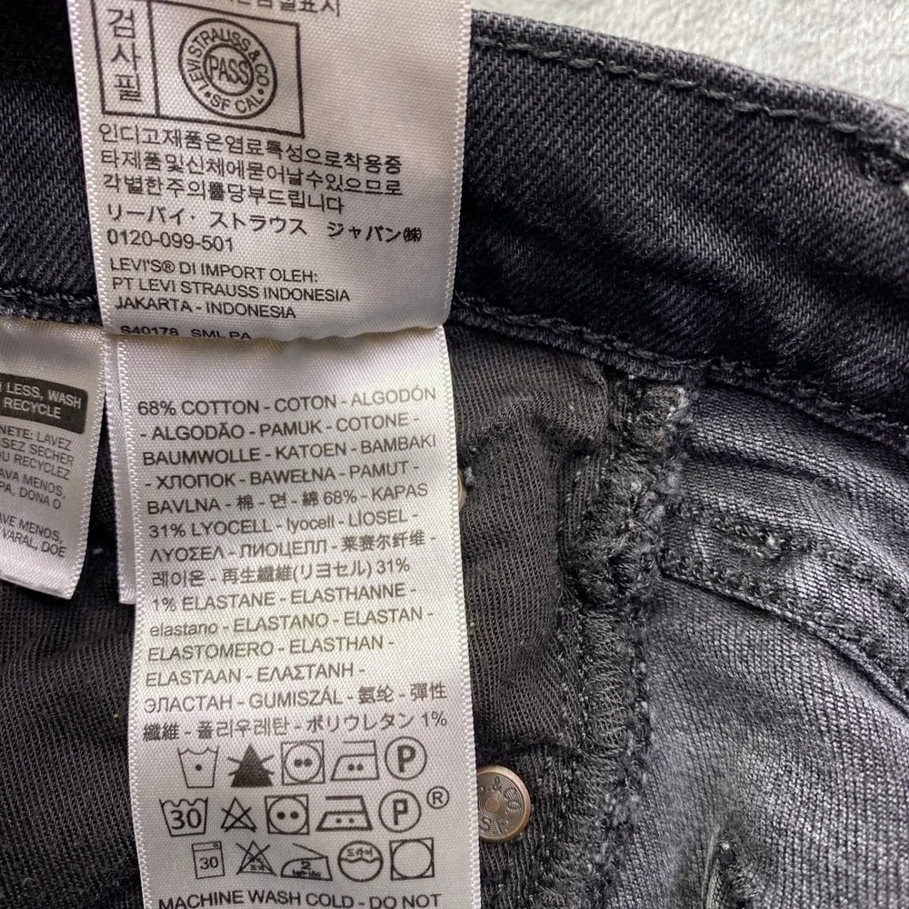Levi Strauss Premium Mens Black Wash Slim Fit Jeans Sz 29 Fits 26